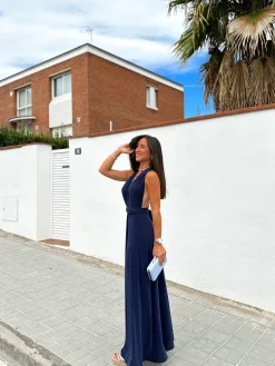 Vestido largo multi marino
