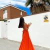 Vestido largo multi naranja