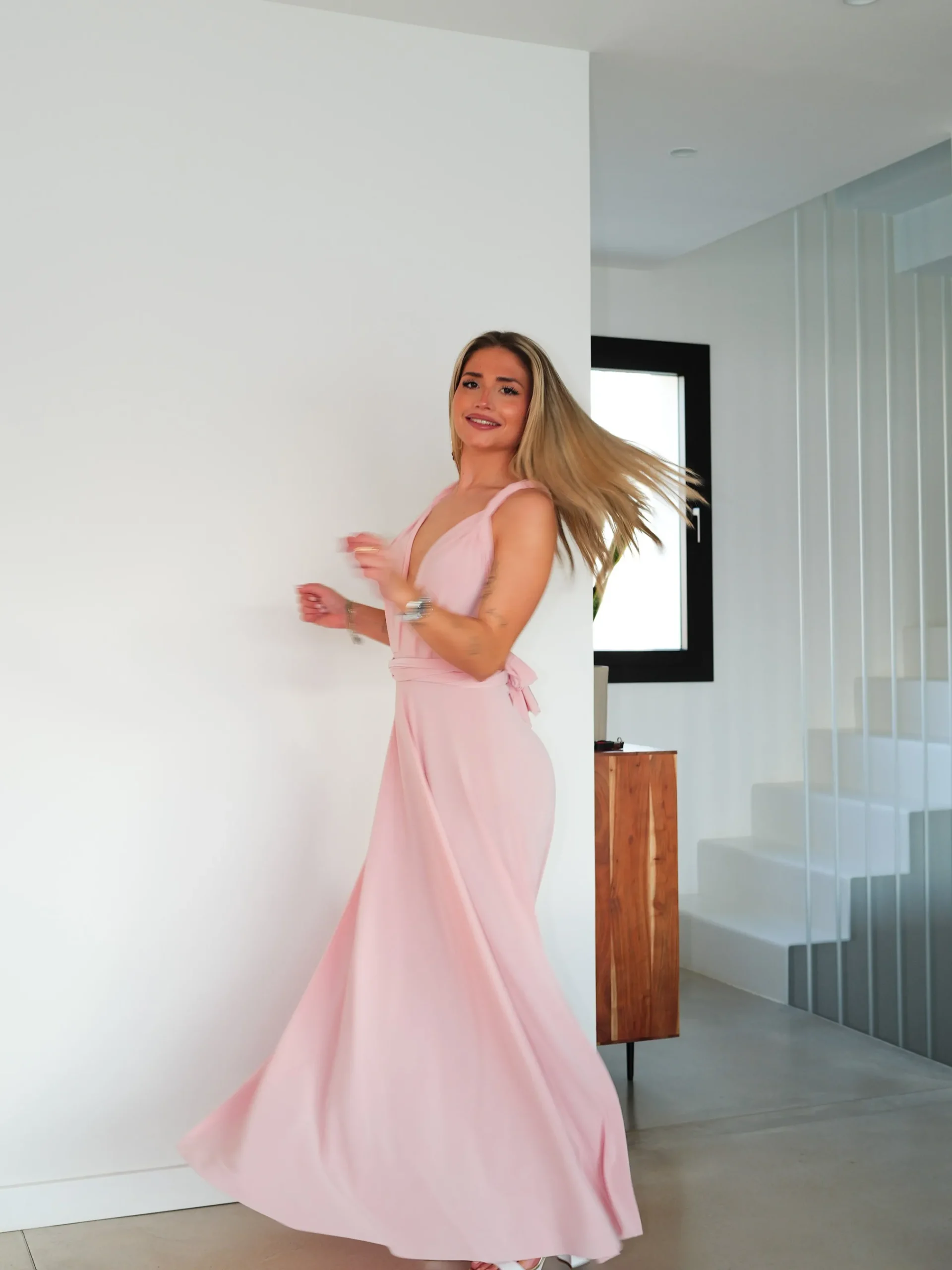Vestido largo multi nude
