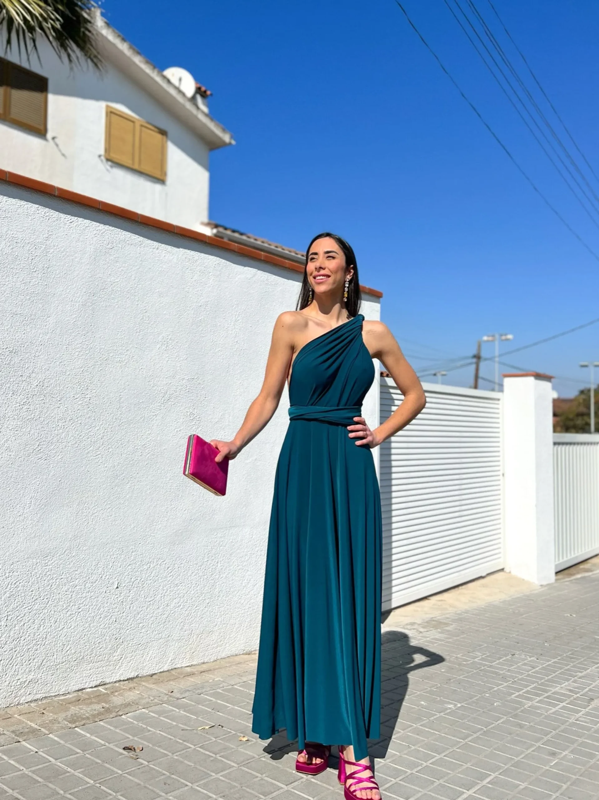 Vestido largo multi petroleo