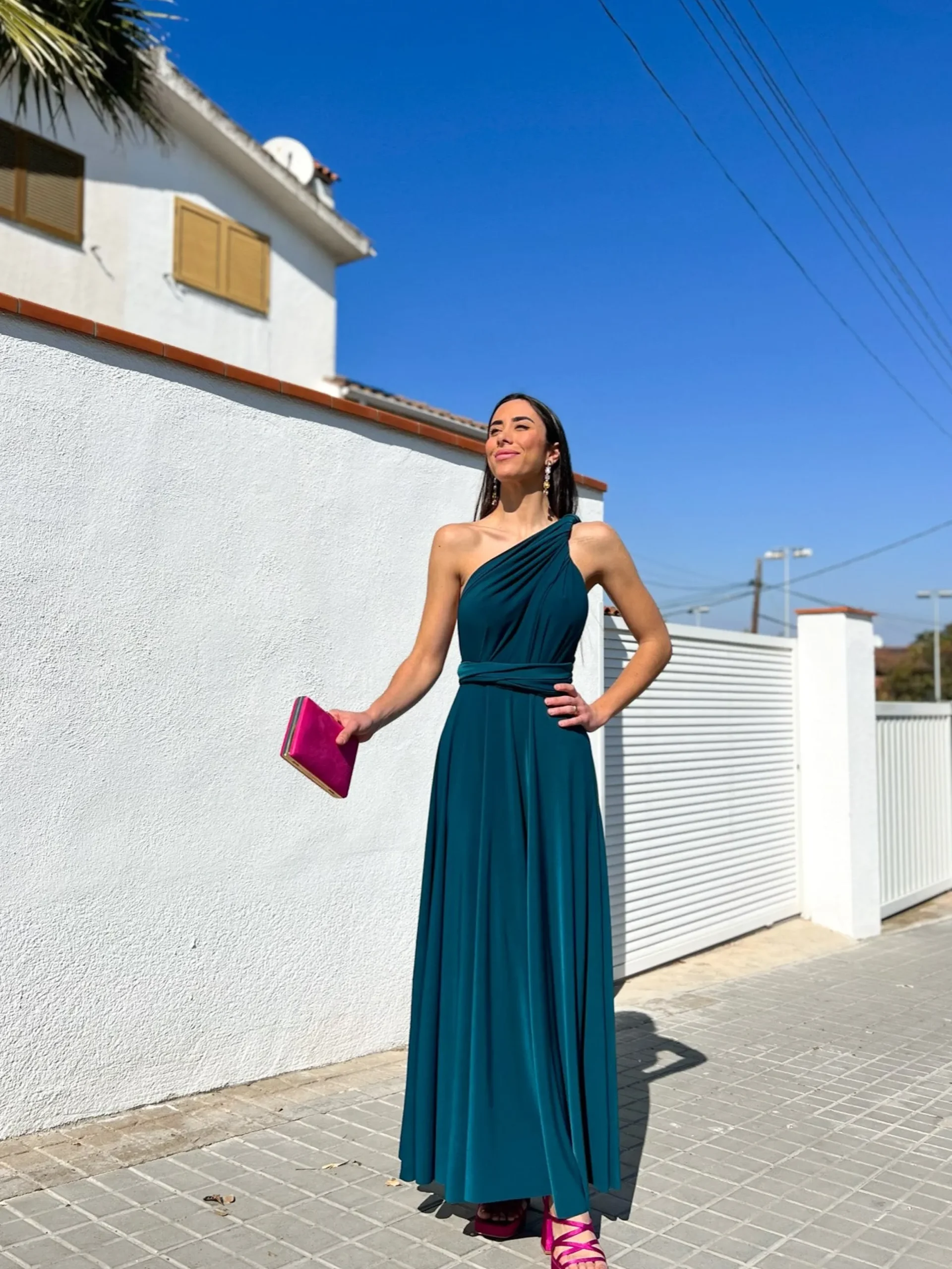 Vestido largo multi petroleo