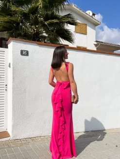 Vestido largo sirena fucsia