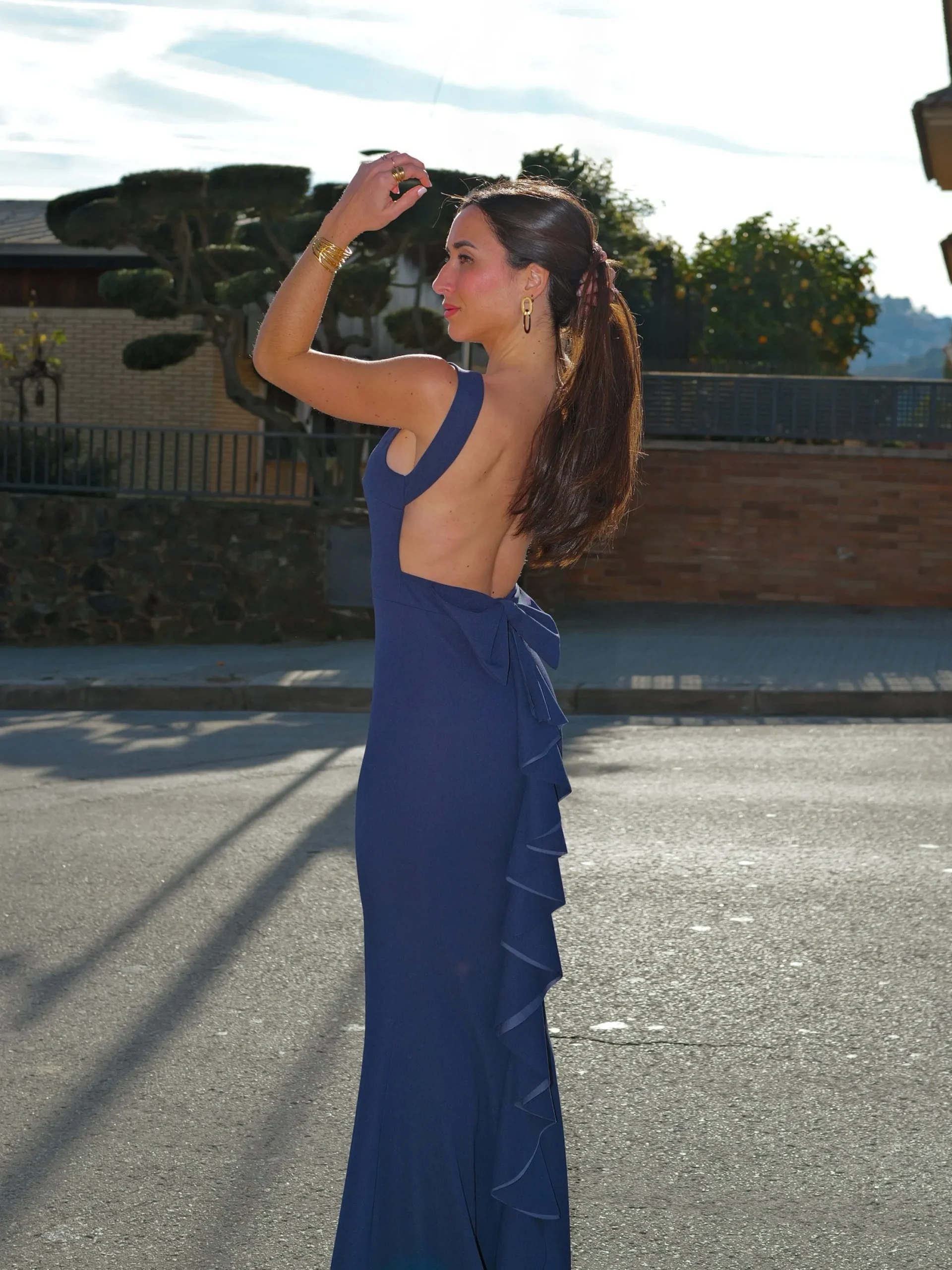 Vestido largo sirena marino