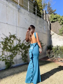 Vestido largo sirena petróleo