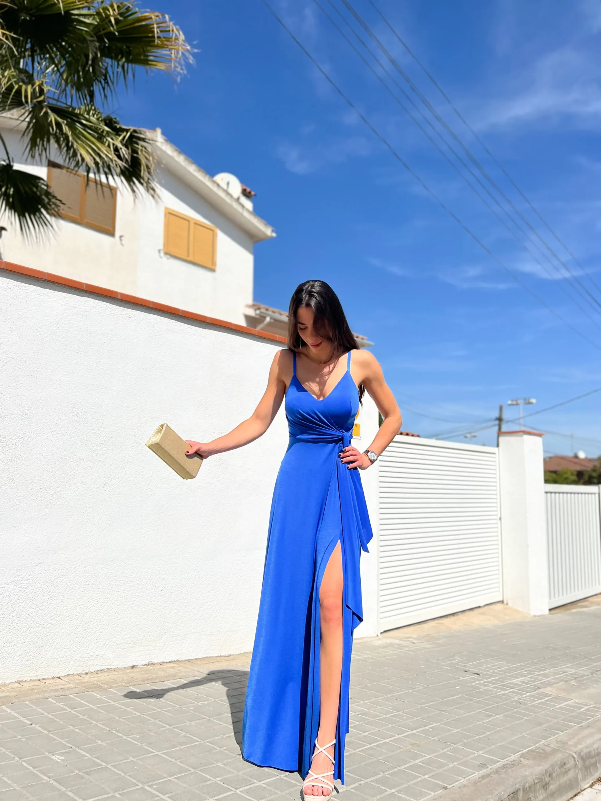 Vestido lazo pico azul