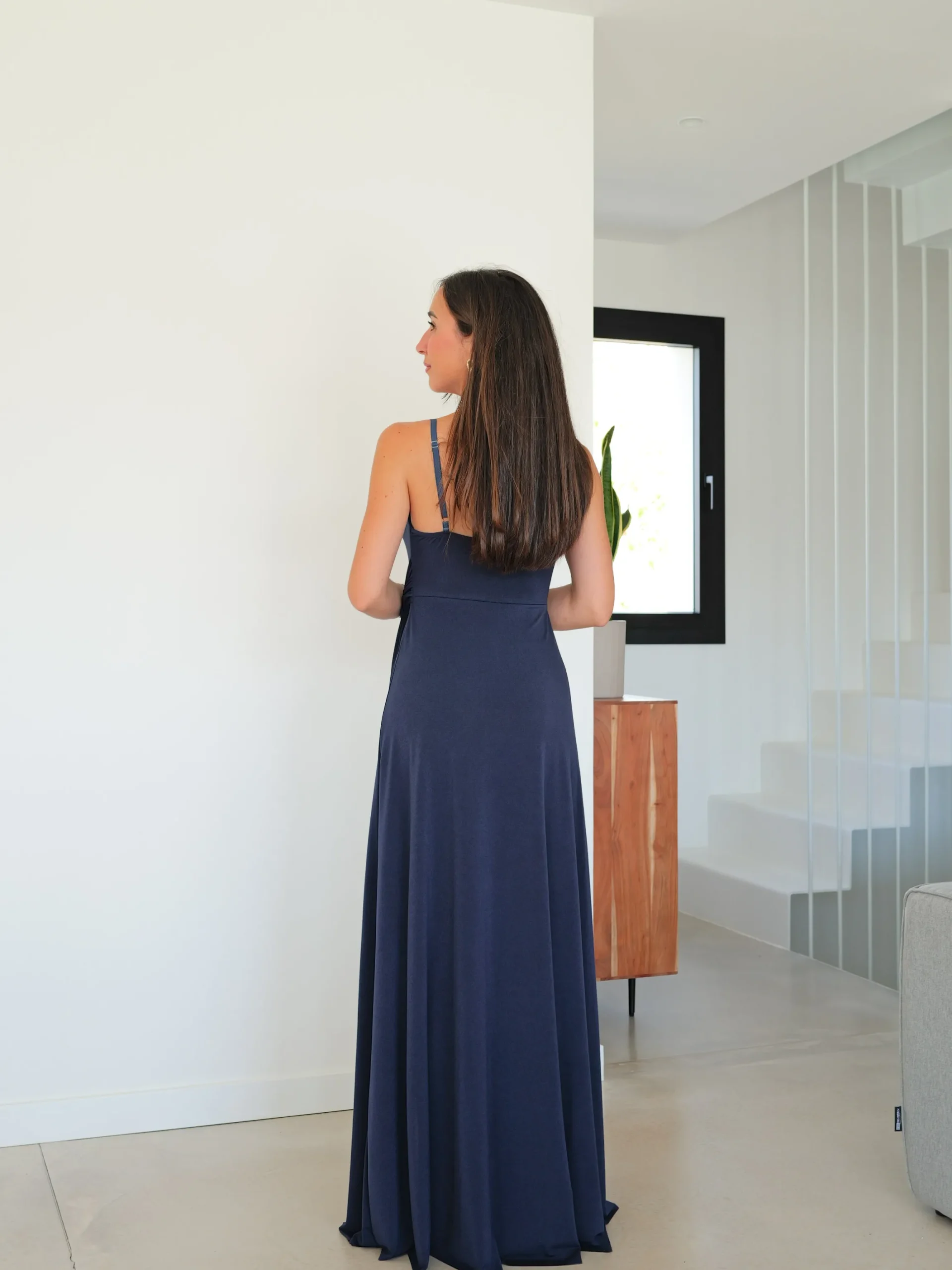 Vestido lazo pico marino