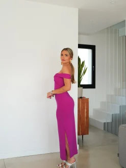 Vestido midi barco cruzado amarena
