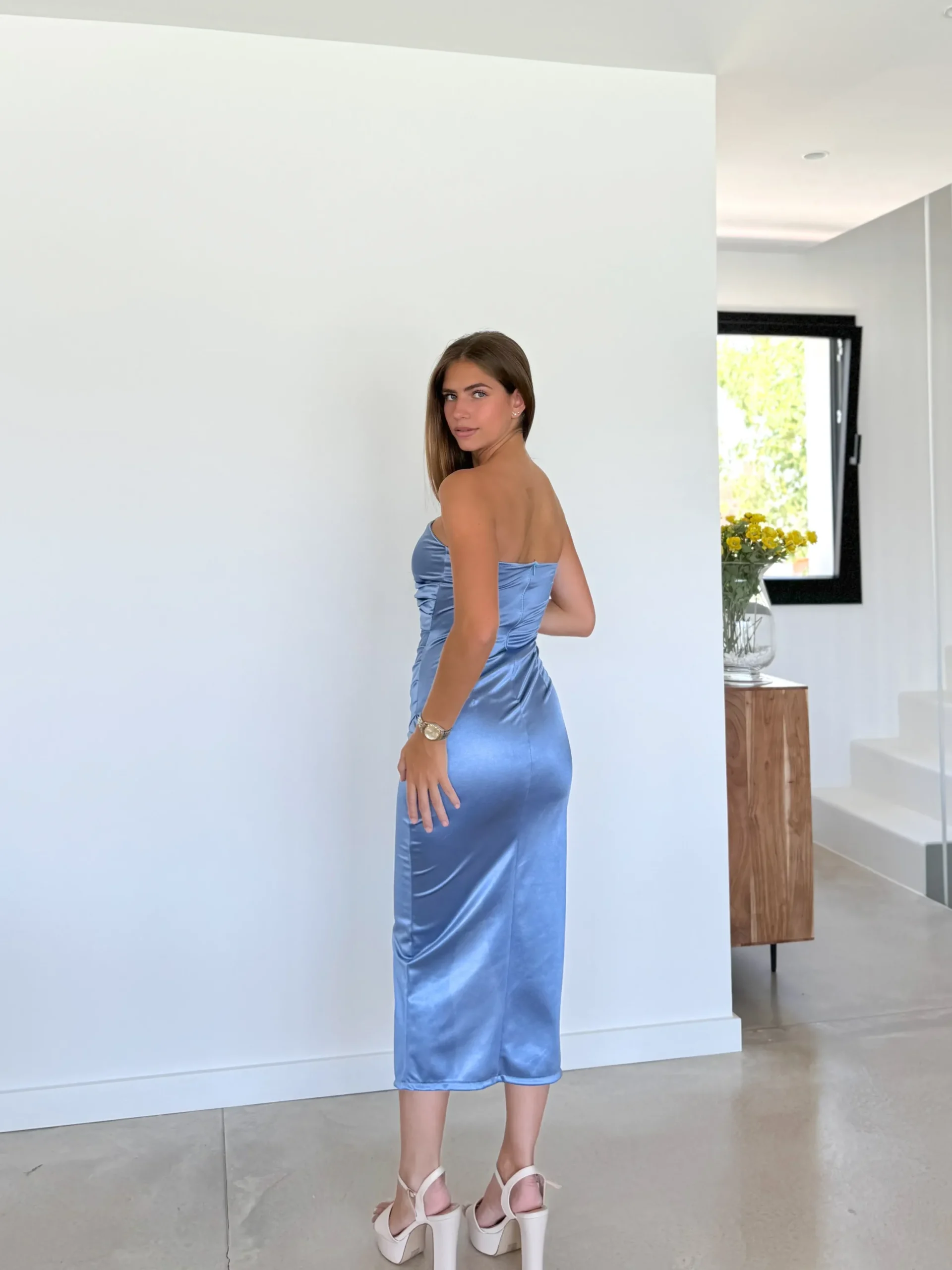 Vestido midi palabra azul