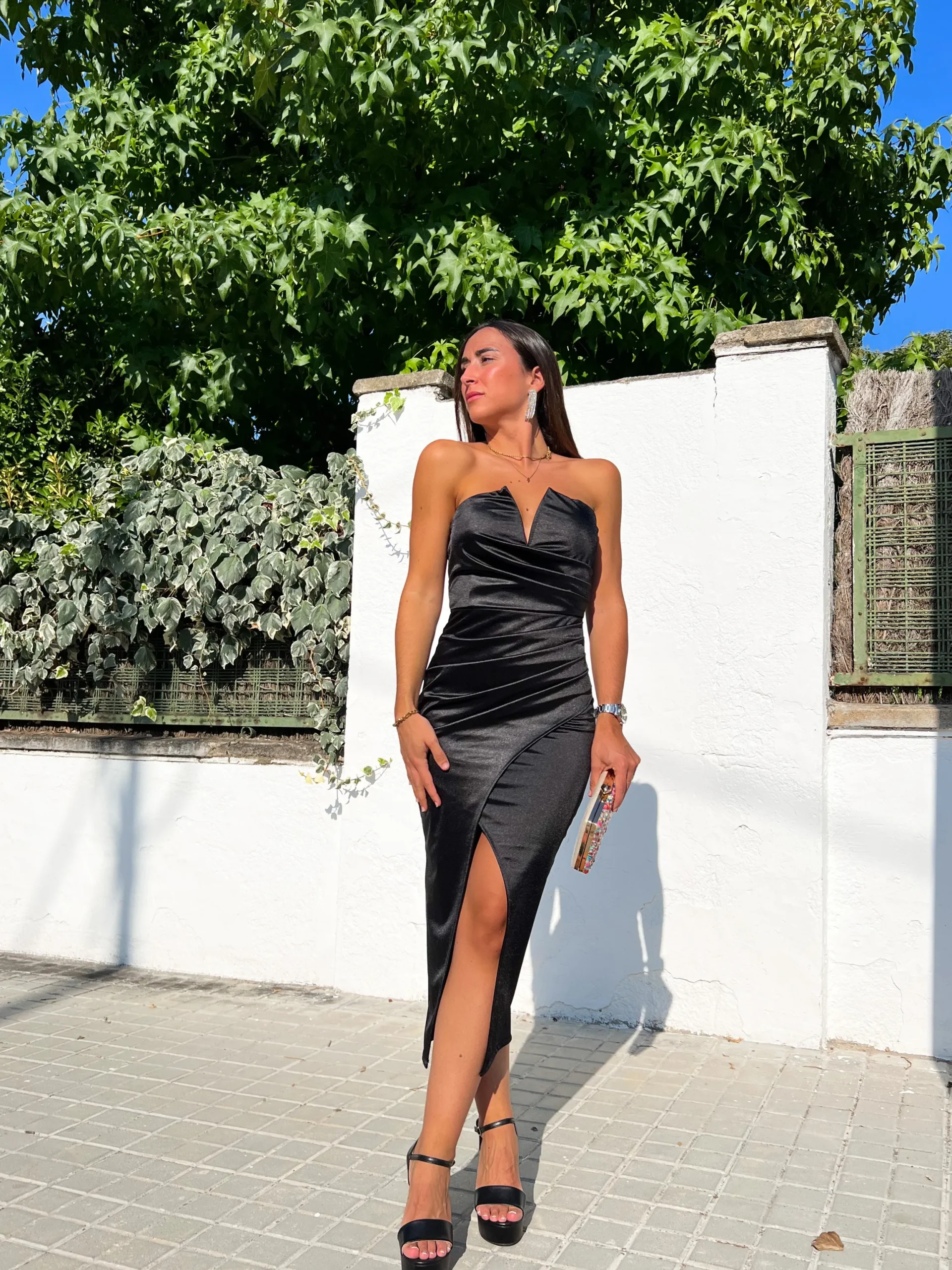 Vestido midi palabra negro
