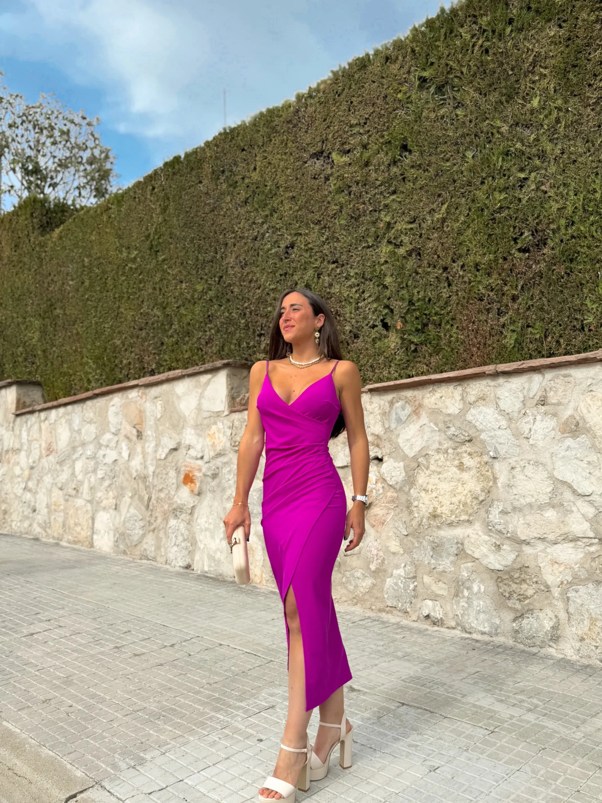 Vestido midi tirantes amarena