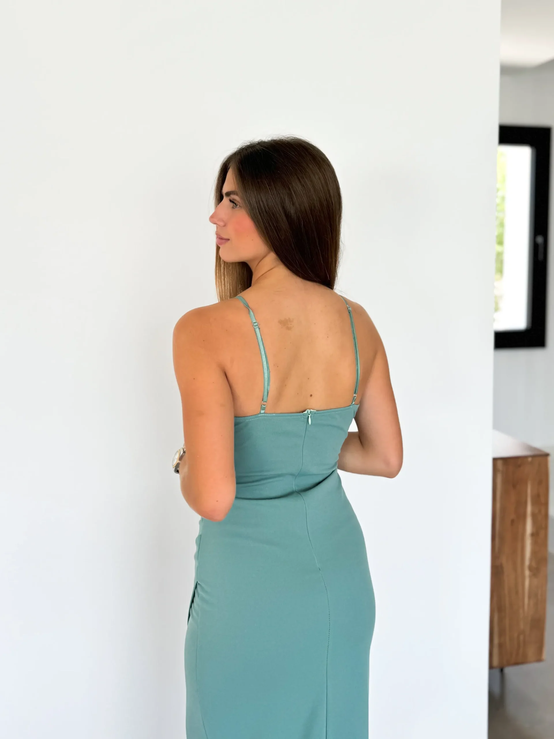 Vestido midi tirantes salvia