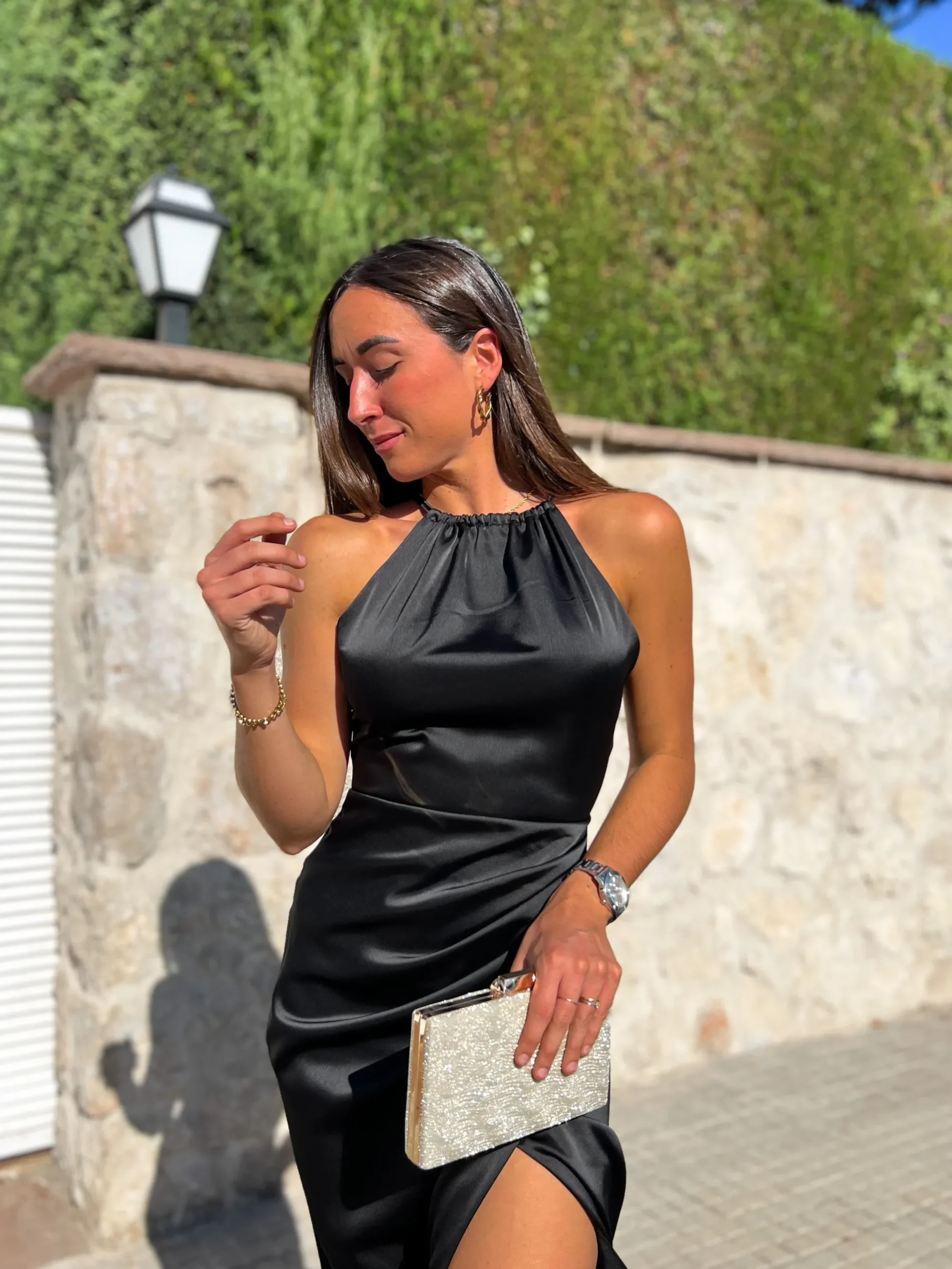 Vestido tubo halter negro