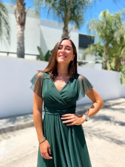 Vestido tulle manga botella