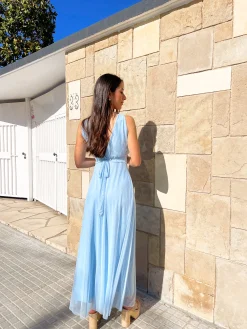 Vestido tulle pico azul