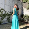 Vestido tulle pico turquesa