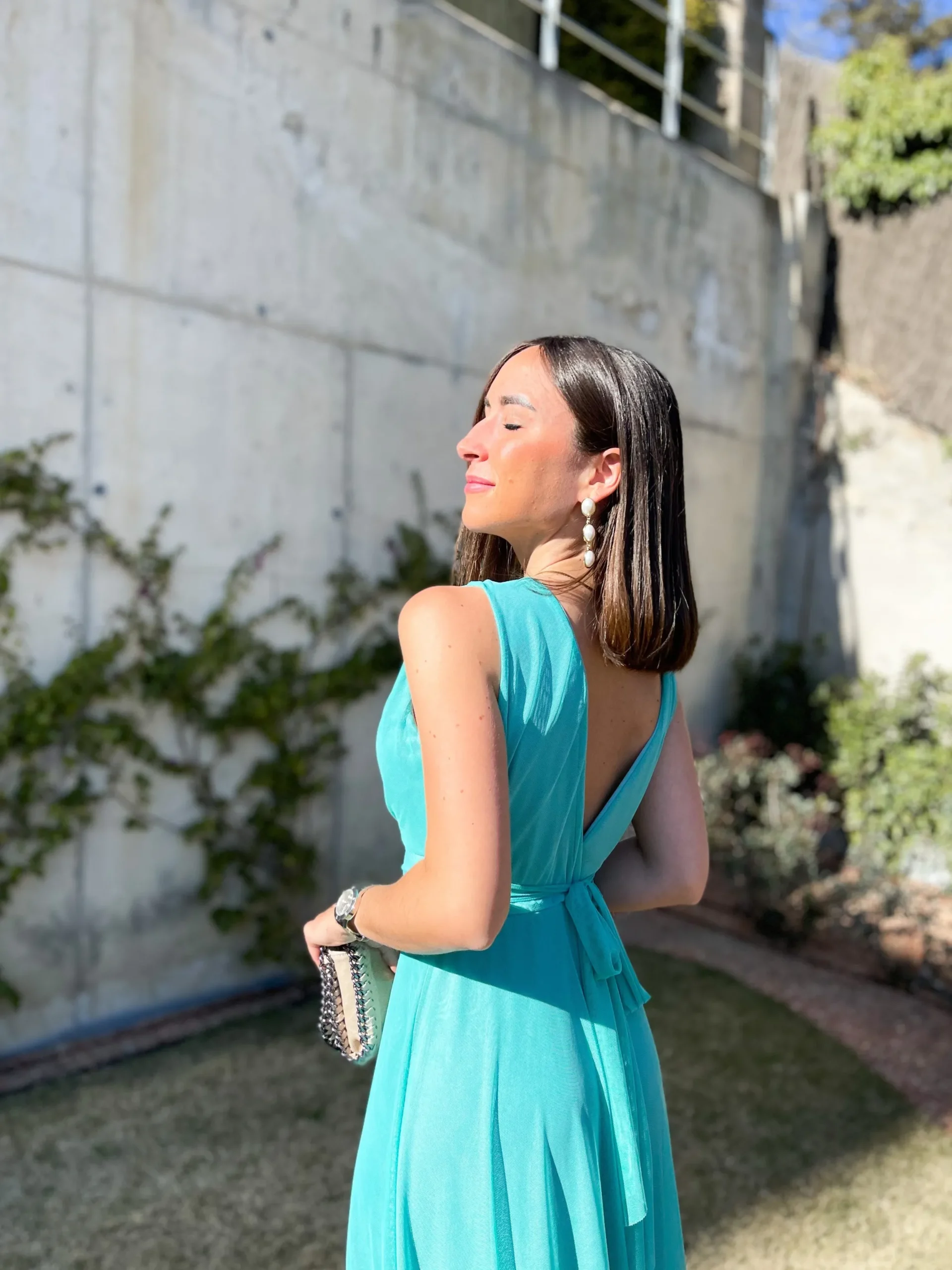 Vestido tulle pico turquesa